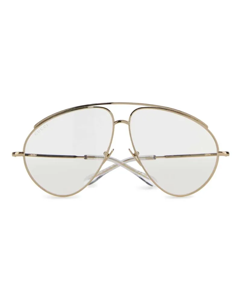 Gucci Women's Gold Metal Glasses Goldgoldtraschain Occhiali Da Sole Sunglasses Gold