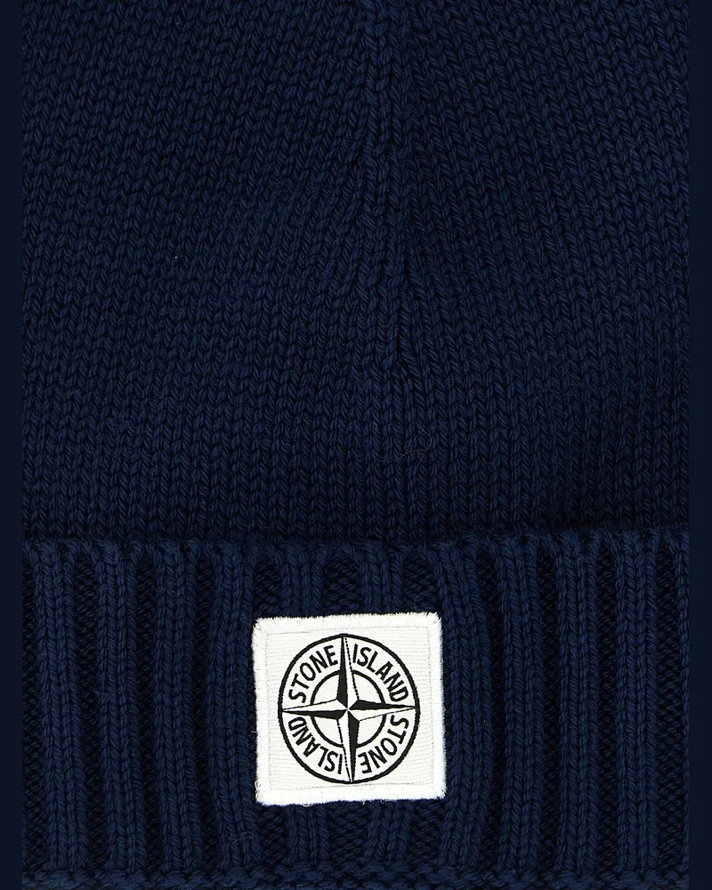 Stone Island Logo Patch Beanie — Navy Navy