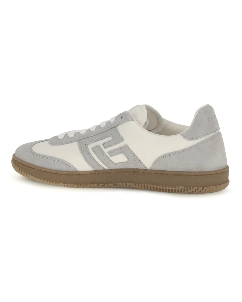 Balmain Men's Sneakers Swan Suede And Smooth Leather Light Grey-White Trainers Grey/white Gray