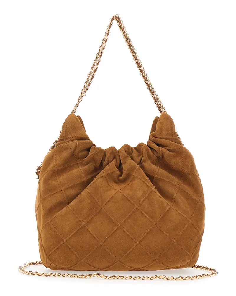 Tory Burch Women's Shoulder Bag Fleming Mini Brown Suede Bovine Brown