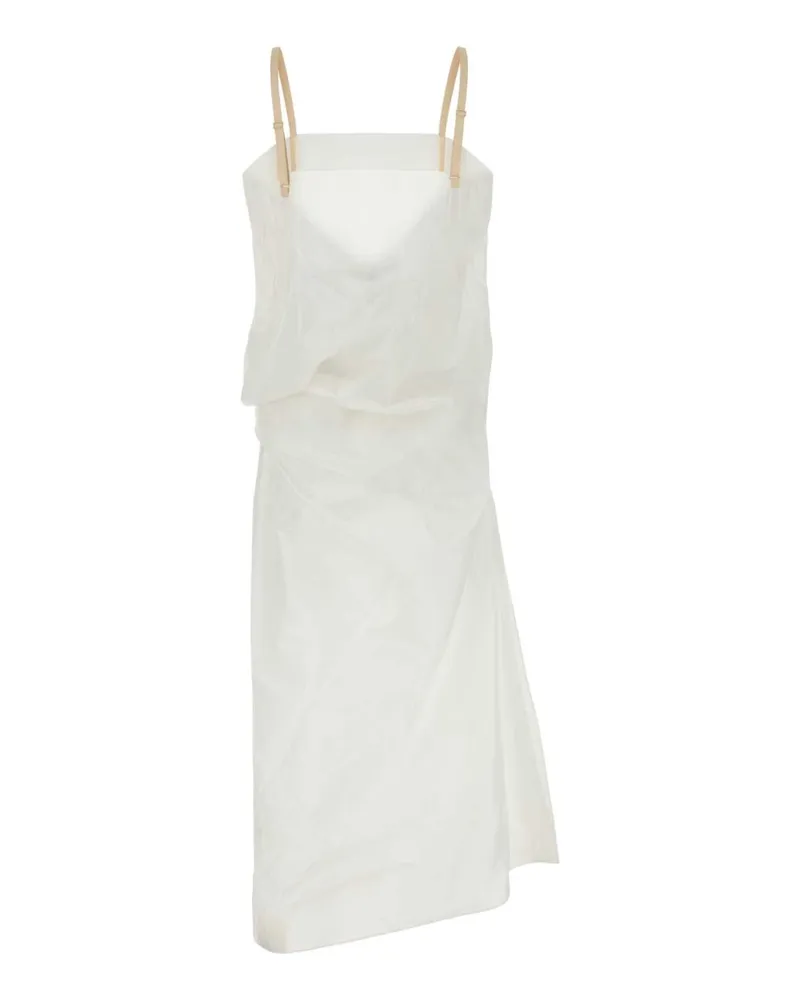 Carven Draped Silk Dress — White White