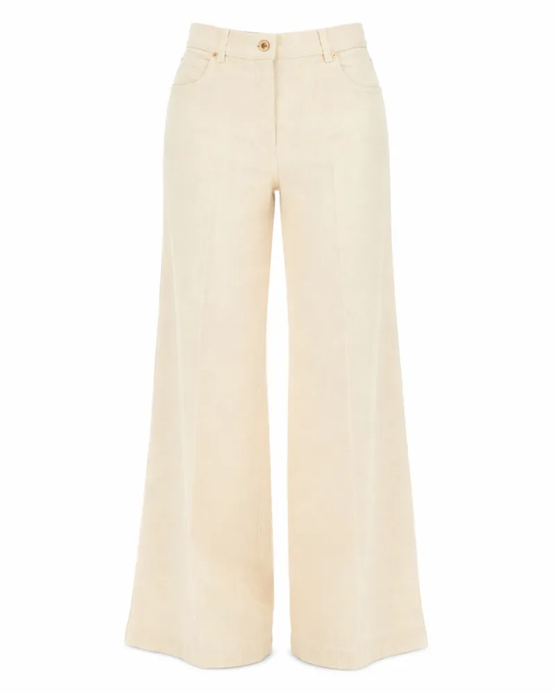 ASPESI Wide-leg Cotton Trousers — Beige Beige