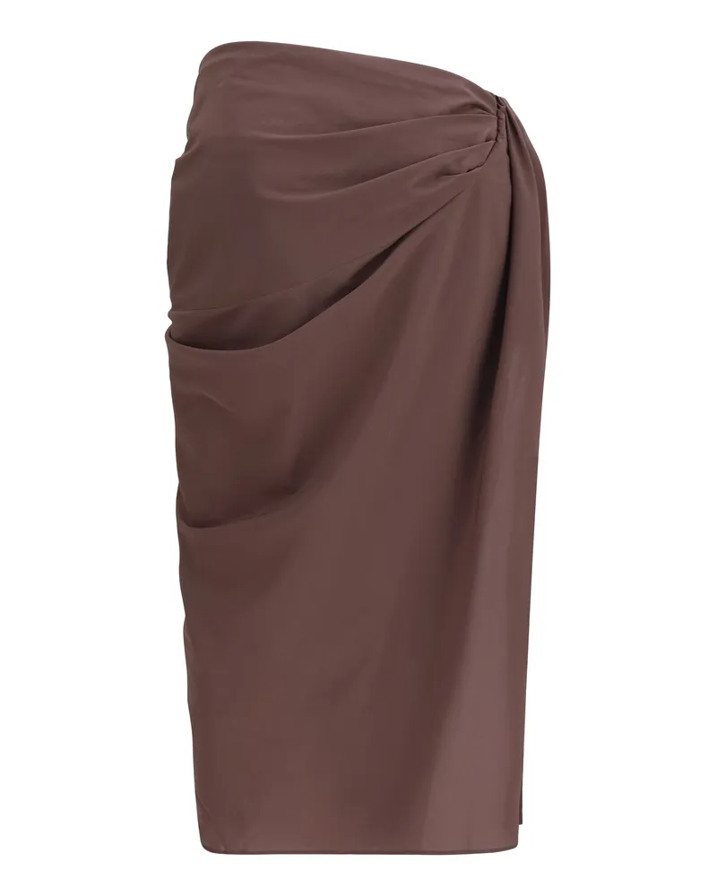 Jacquemus Women's Pareo Skirt Stretch Muslin Brown Polyester; Elastane Brown