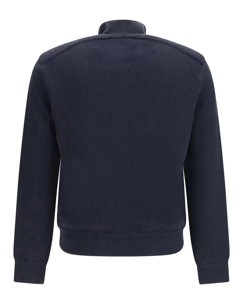 Moncler Men's Padded Wool And Cashmere Cardigan Blue Fleece Sweater 