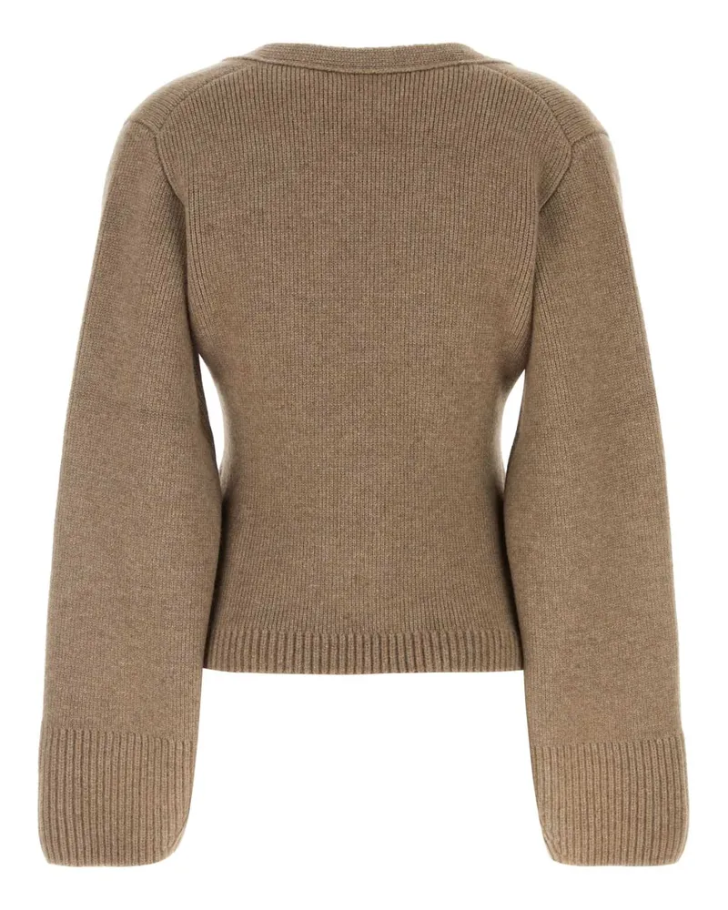KHAITE Women Cappuccino Cashmere Scarlet Cardigan Barley Maglieria Sweater Beige