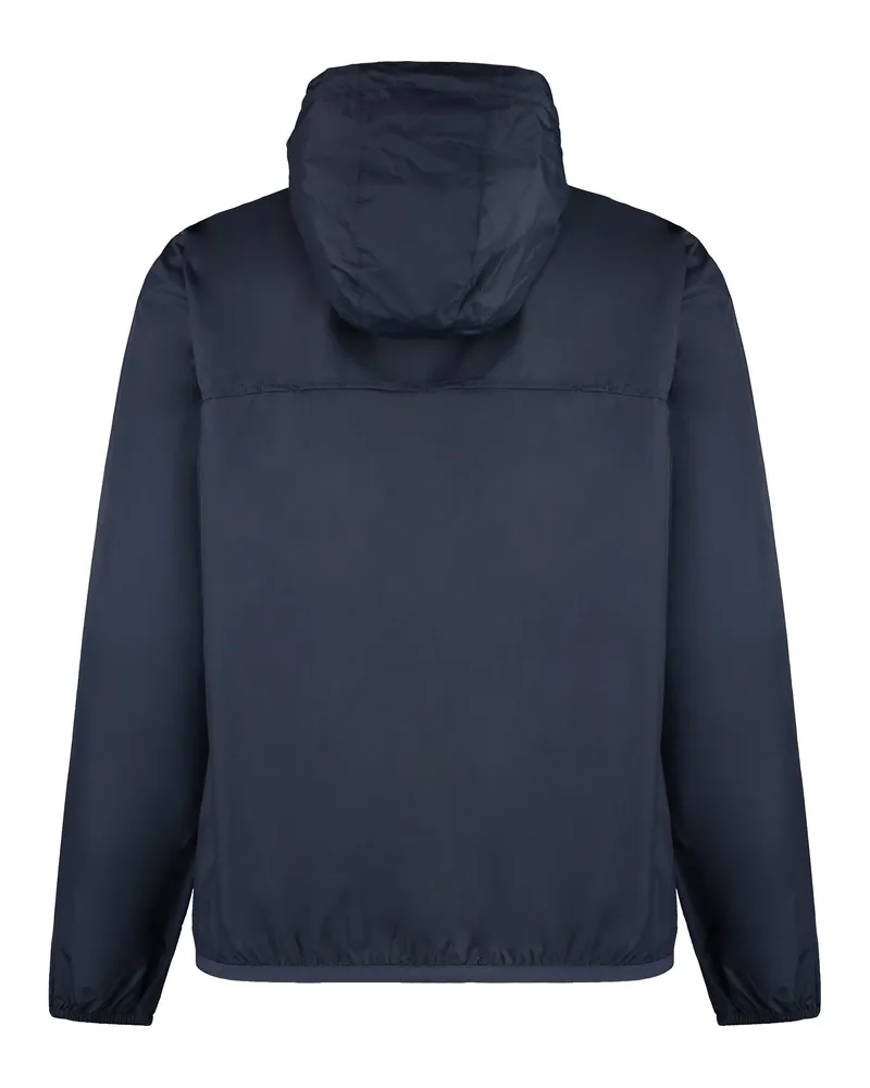 K-Way Men's Claude Hooded Nylon Jacket Blue Polyamide Raincoats Coat Blue