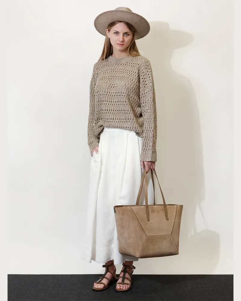 Brunello Cucinelli Women's Skirt Viscose-Linen White White