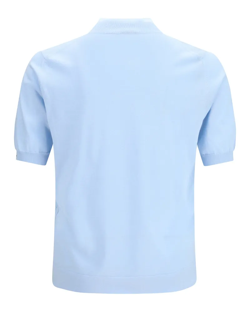Prada Men's Short-Sleeve Cotton Sweater Cielo Blue