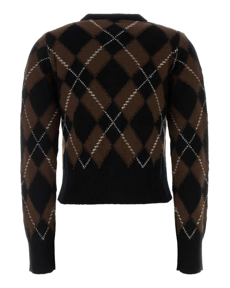 AMI Paris Argyle Wool Cardigan — Black Black