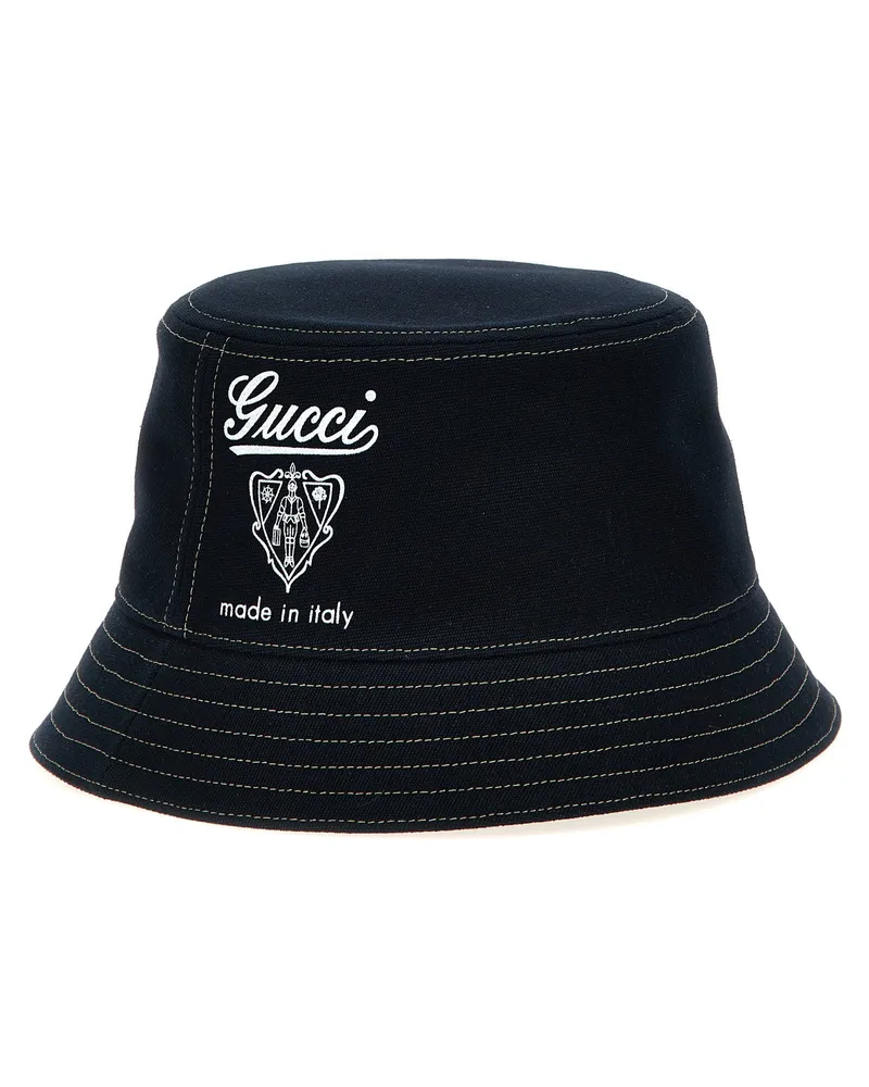 Gucci Coat of Arms Print Bucket Hat — Black Black