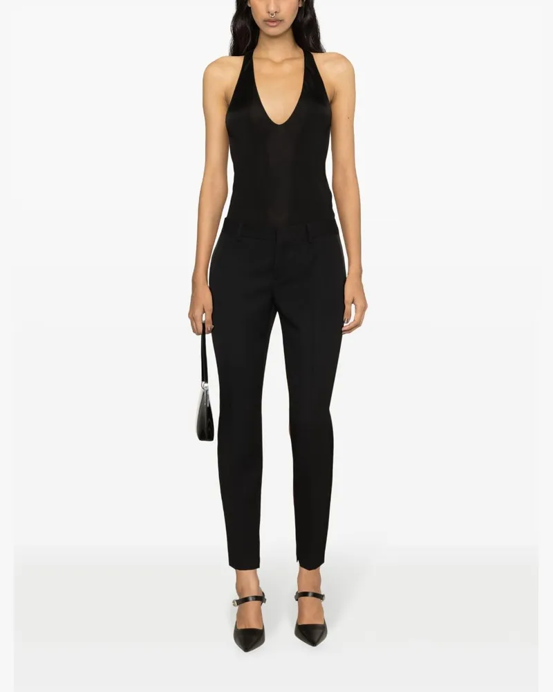 Saint Laurent Plunging U-Neck Jersey Tank Top — Black Black