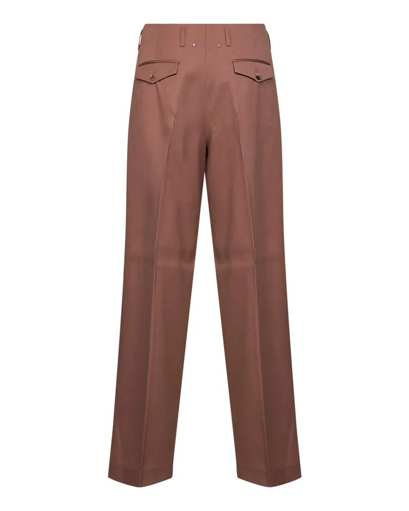 Golden Goose Women's Wide-Leg Trousers Journey Bronze Pink Wool Virgin Pink