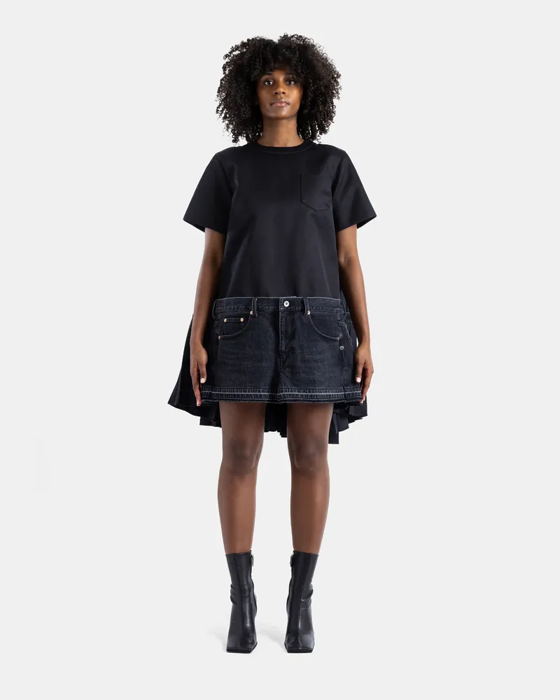 Sacai Women's Hybrid Black Denim Dress Black