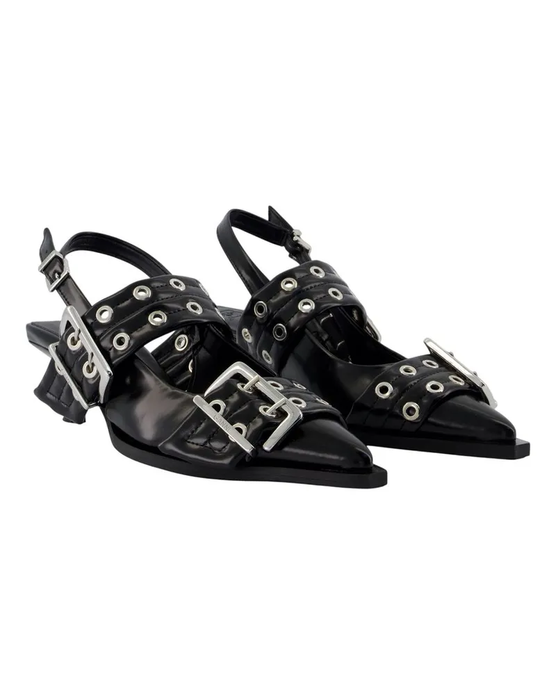 Ganni Women's Feminine Buckle Box Pumps -  Synthetic Black Shoes Black