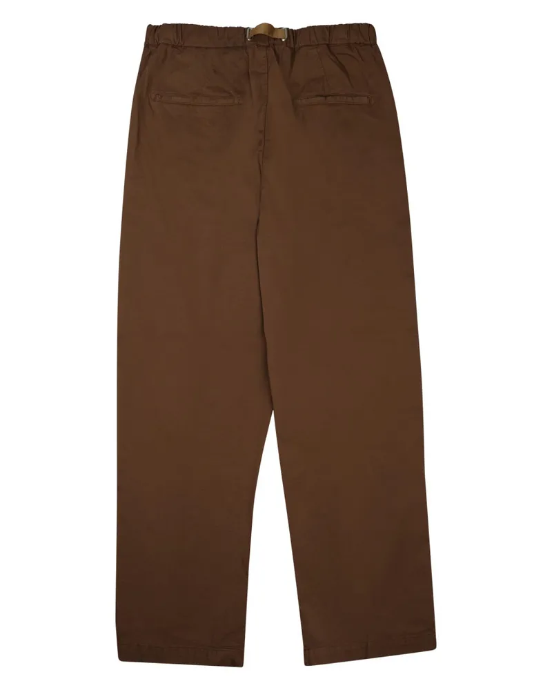 PLAN C Belted Pima Cotton Trousers — Brown Brown