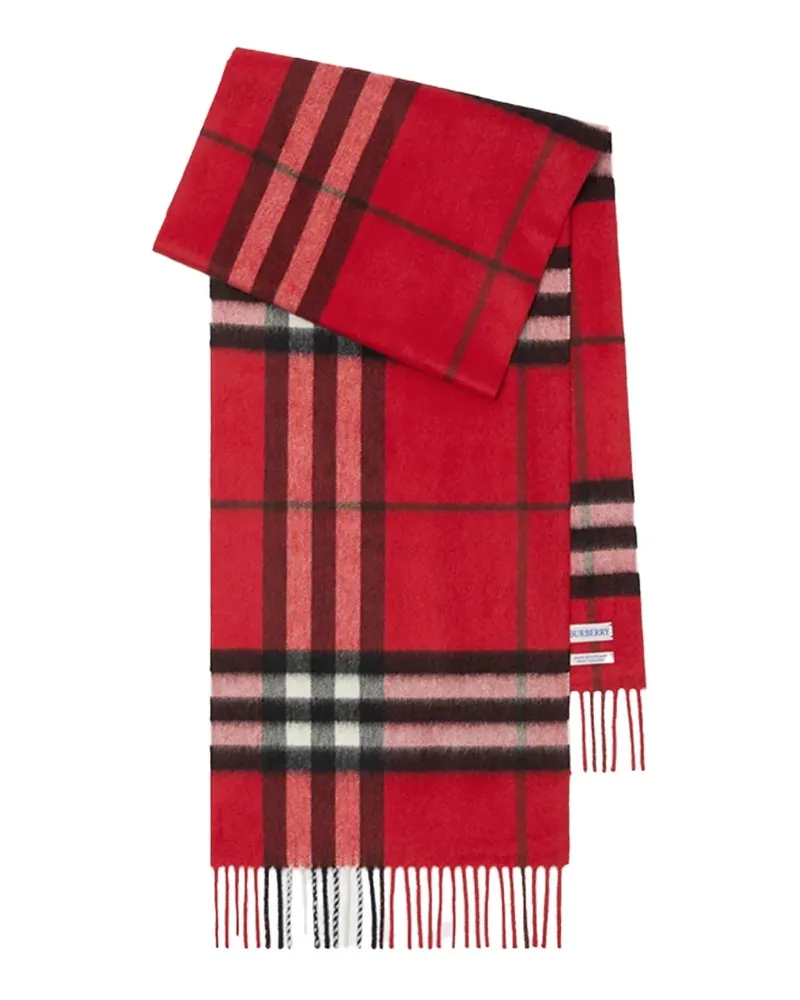 Burberry Check Cashmere Scarf — Red Red