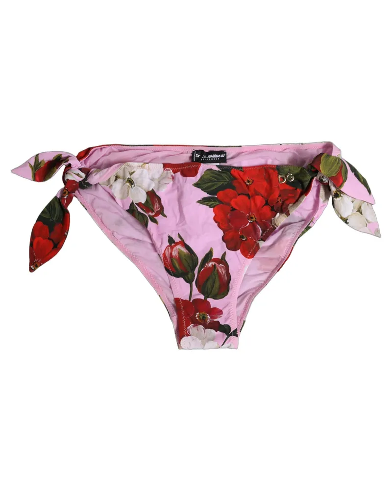 Dolce & Gabbana Women's Pink Floral Tie Sides Beachwear Bikini Bottom Nylon Elastane Clothing Pink