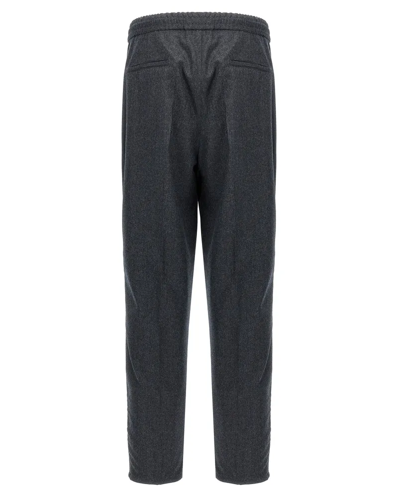 Brunello Cucinelli Front Pleat Wool Trousers — Charcoal Charcoal