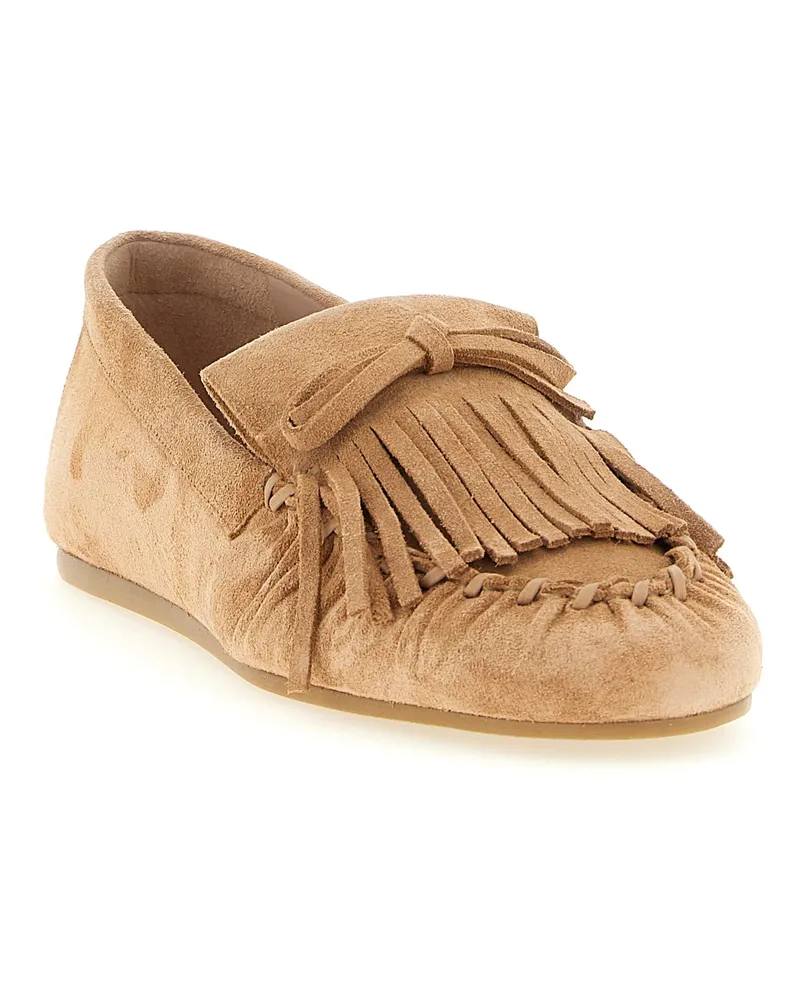 Stuart Weitzman Women's Brown Calfskin Slip-On Loafers Brown