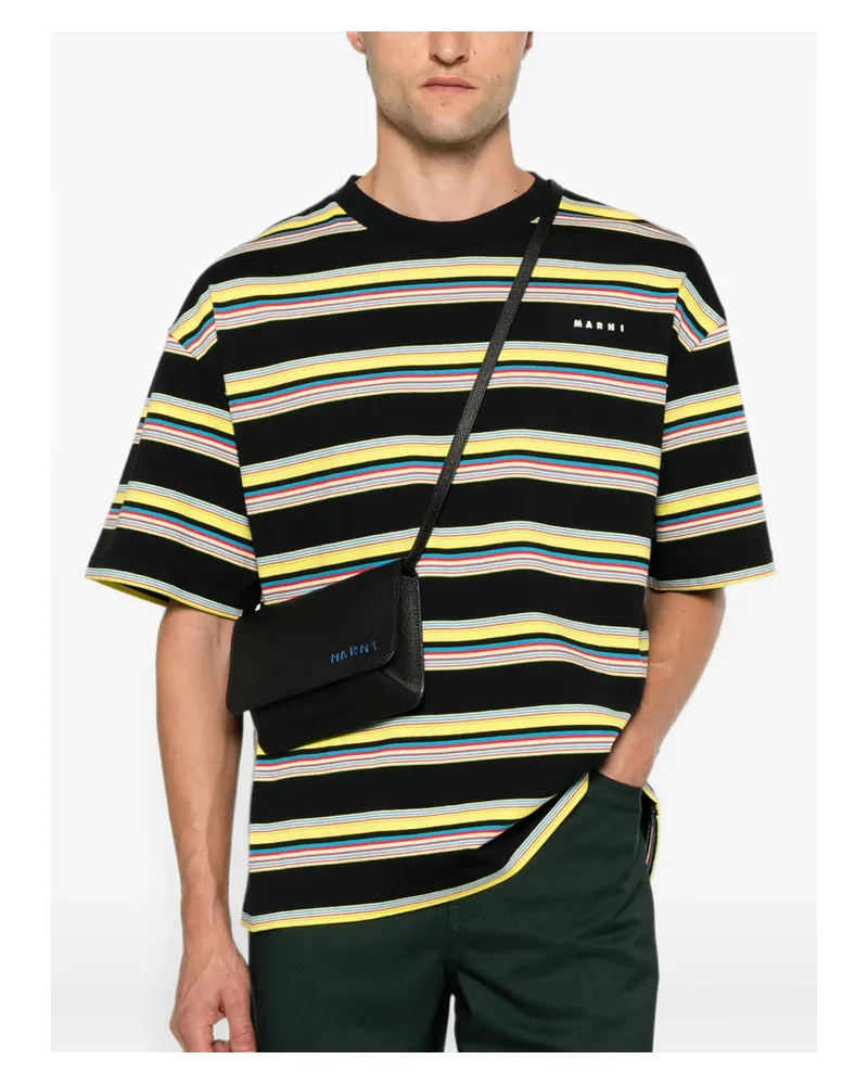 Marni Grained Calf Leather Crossbody Bag — Black Black