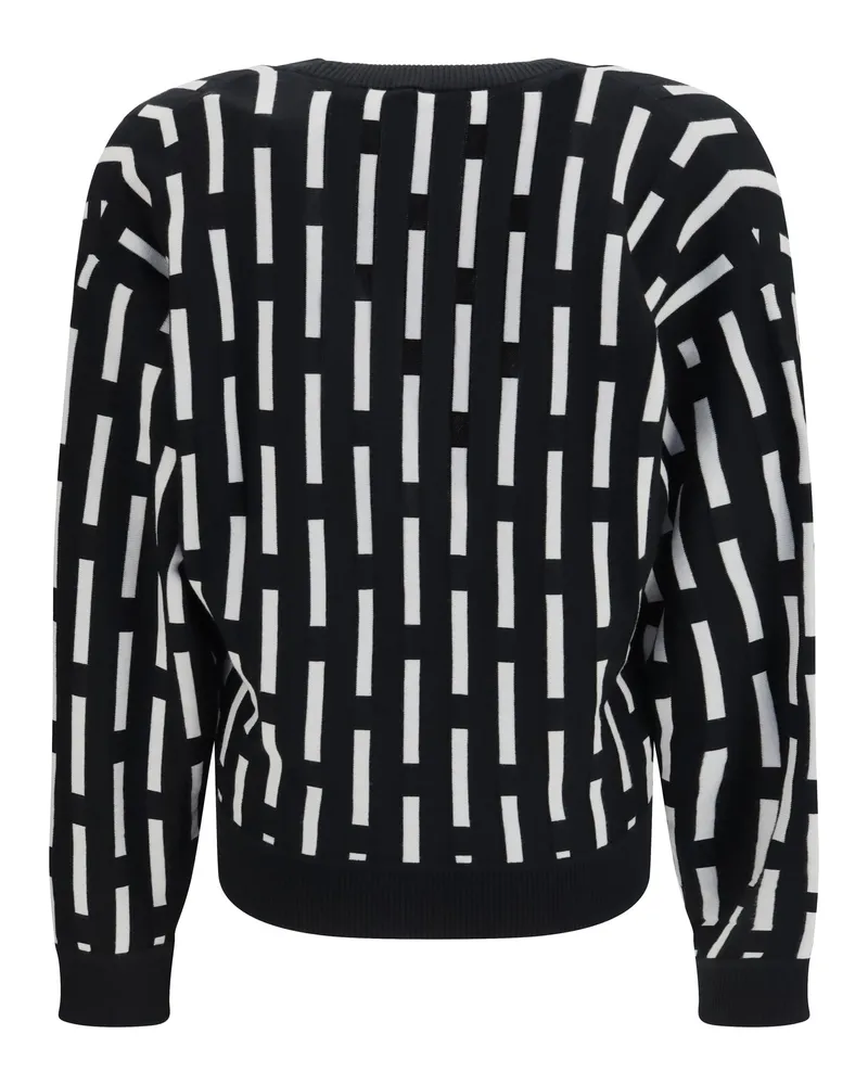 Versace Men's Gianni Dashes Cardigan Black-White Wool Ovis Aries Black/white Sweater Black