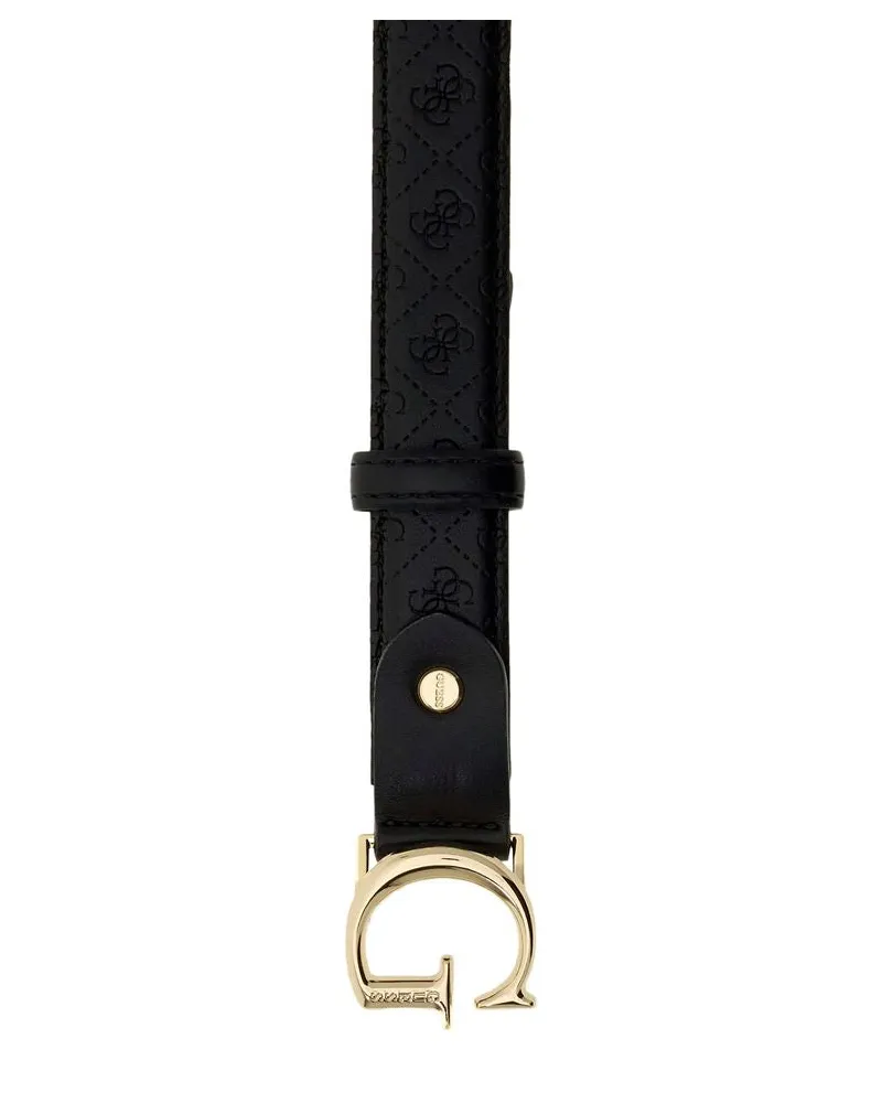 Guess Monogram Buckle Belt — Black Black