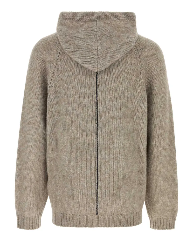 Giorgio Armani Men's Dove Grey Alpaca Blend Sweater Beige-Blu Exterior: Nylon Wool Felpe Beige/blu Gray