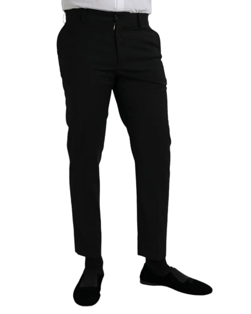 Dolce & Gabbana Men's Black Wool Slimfit Dress Formal Pants Virgin Black