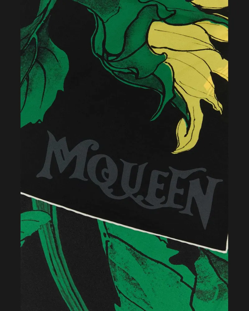 Alexander McQueen Women's Printed Silk Foulard Blackyellow Fabric Sciarpe E Black