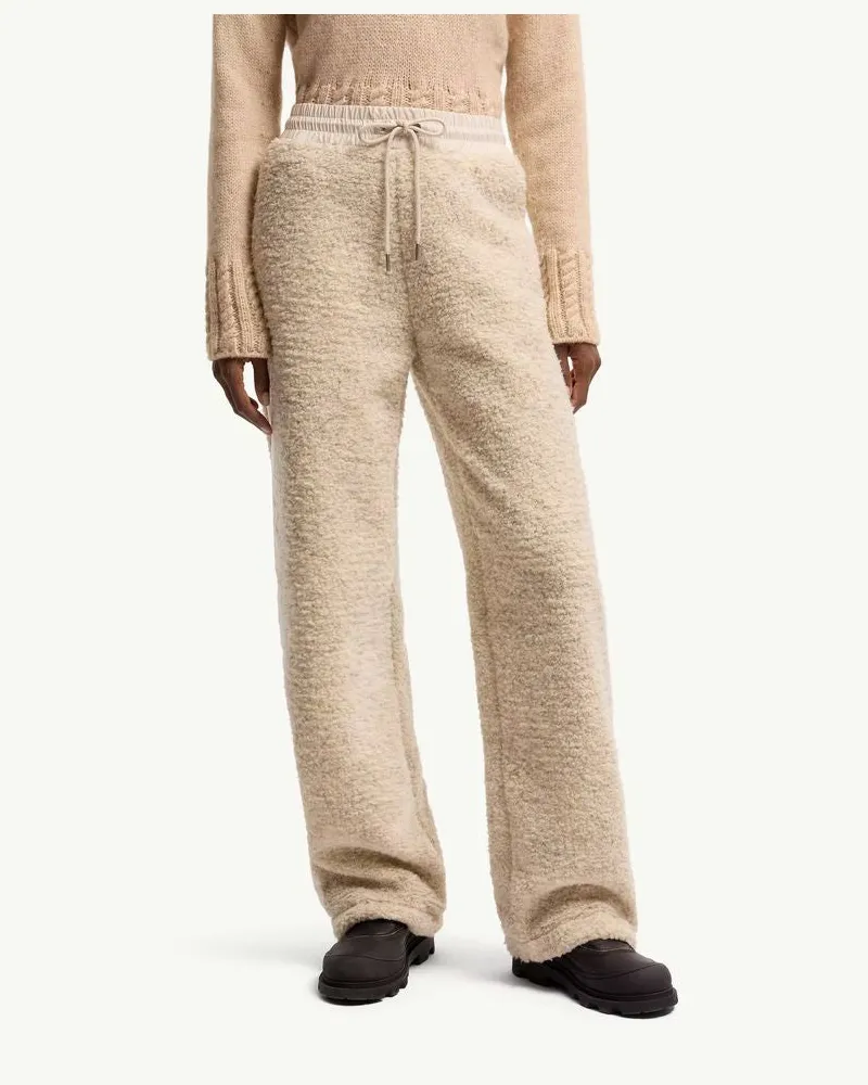 Moncler Boucle Knit Joggers — Ecru Ecru