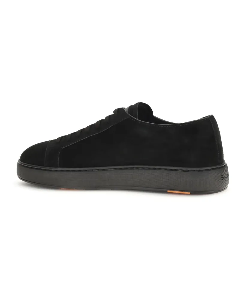 Santoni Men's Suede Sneakers Black Trainers Black