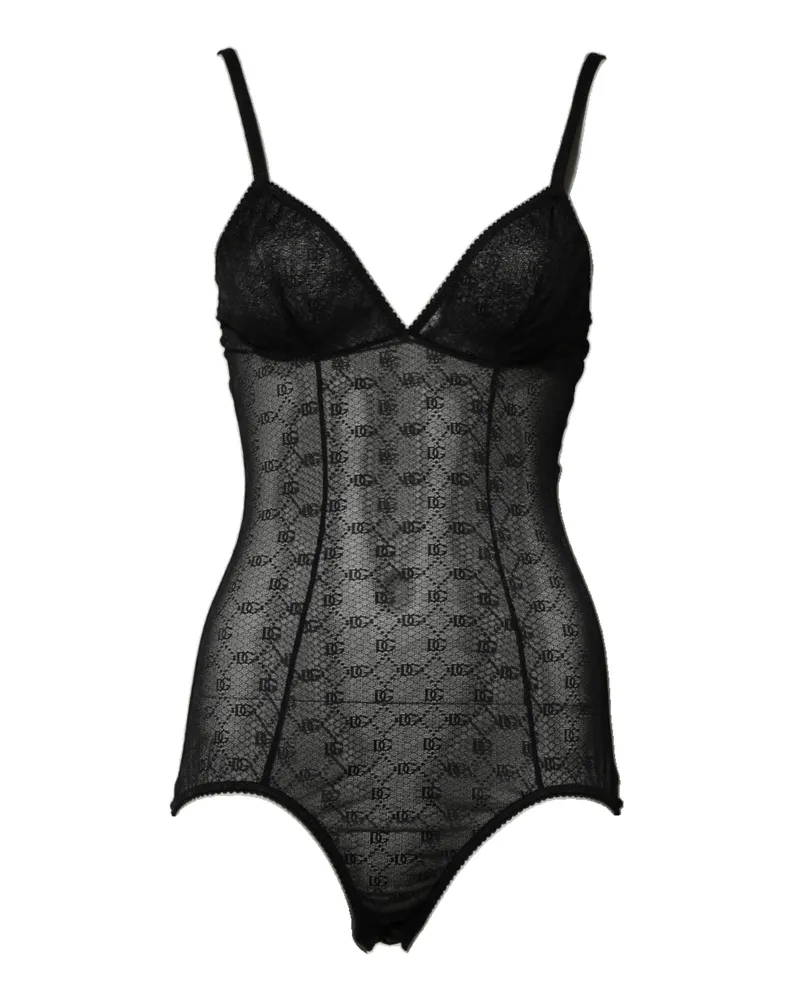 Dolce & Gabbana Women Black Nylon Stretch Bodysuit Lingerie Underwear 08+pa Clothing Black