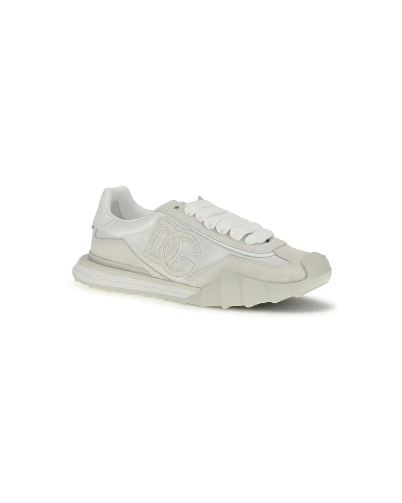 Dolce & Gabbana Men's White Calf Leather Bos Taurus Athletic Sneakers White