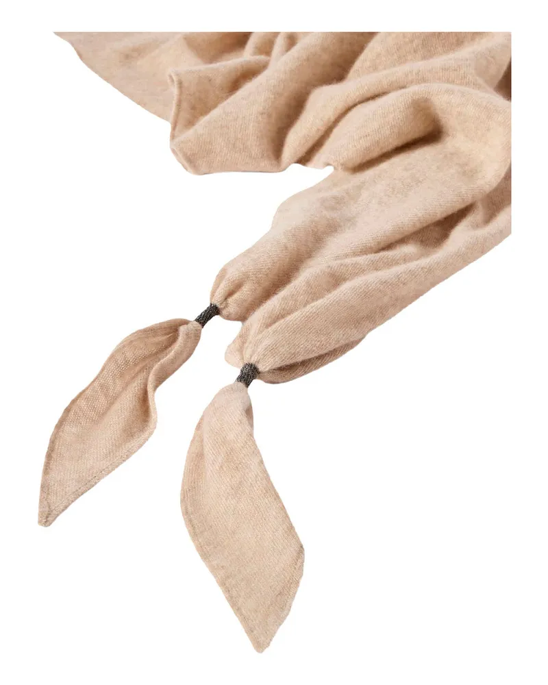 Brunello Cucinelli Cashmere Monili-Embellished Scarf — Beige Beige