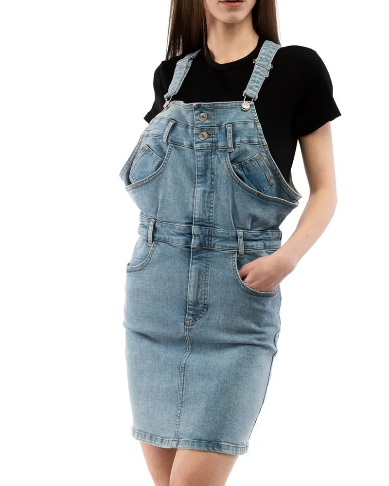 Moschino Women Multicolor Cotton Casual Dress Blue