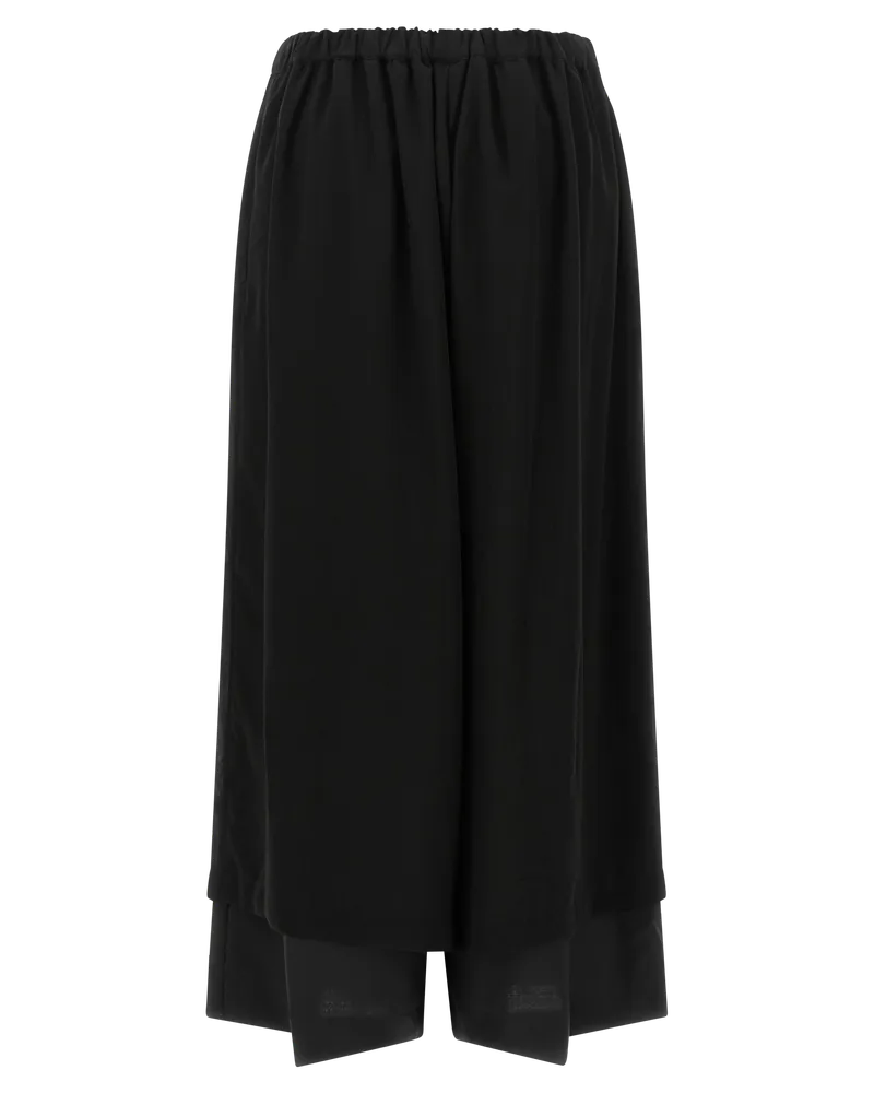 Comme des Garçons Wool, Layered Hem Trousers — Black Black