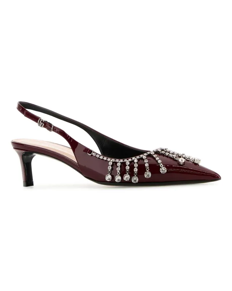 Gucci Women's Burgundy Leather Pumps Rossoancora Scarpe Con Tacco Red