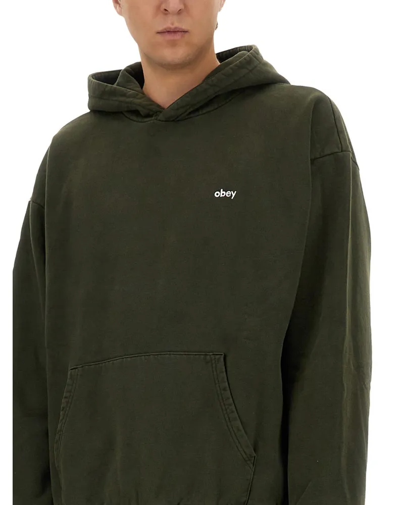 Obey Logo Cotton Sweatshirt — Black Black