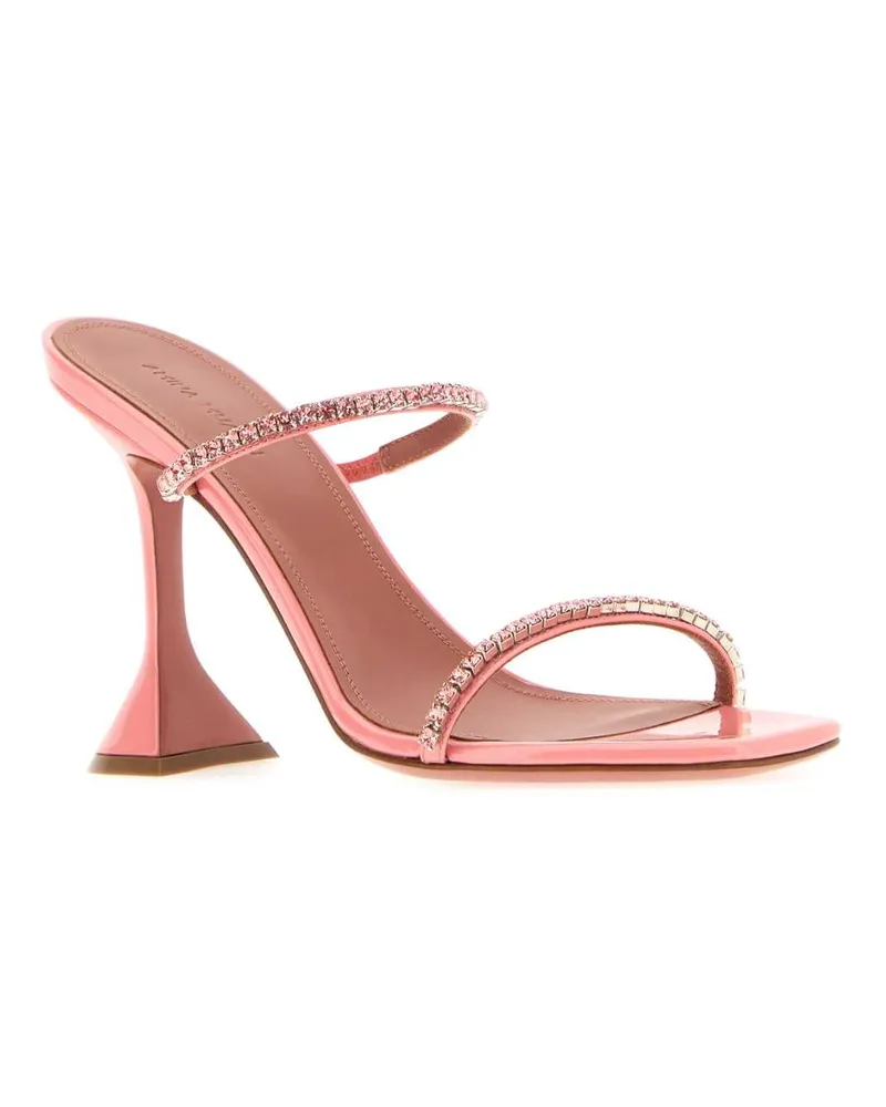 Amina Muaddi Women's Pink Leather Gilda Mules Peach Sandali Sandal Pink