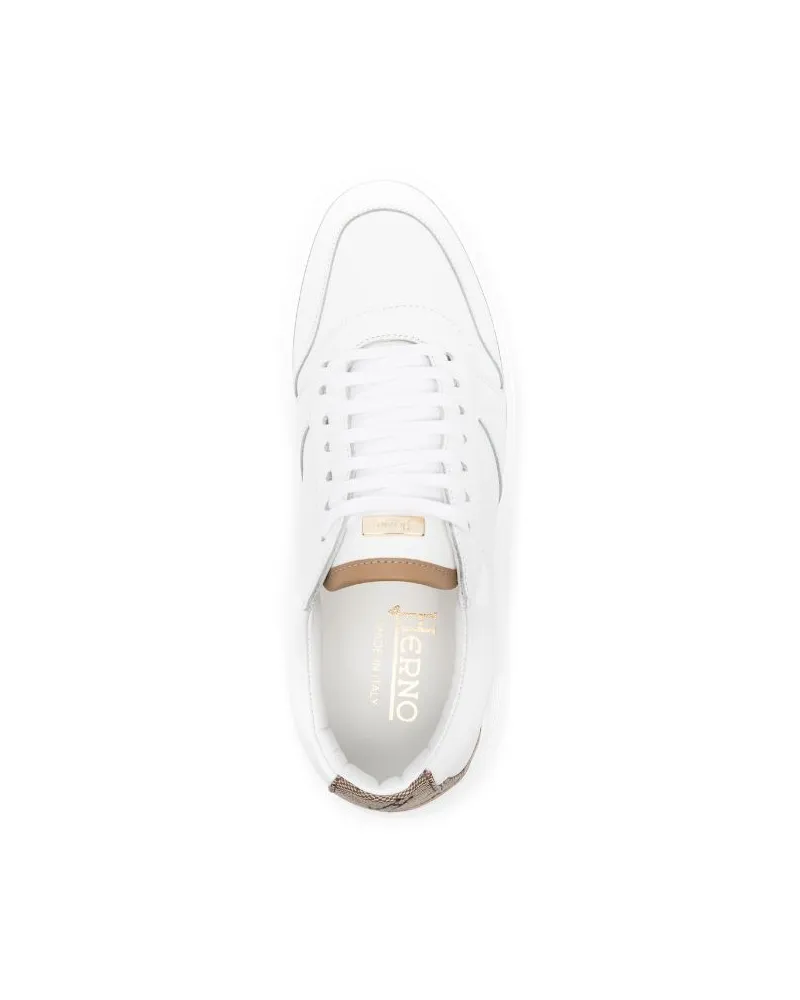 Herno Women's Monogram-Heel Leather Sneakers Ss24 W White