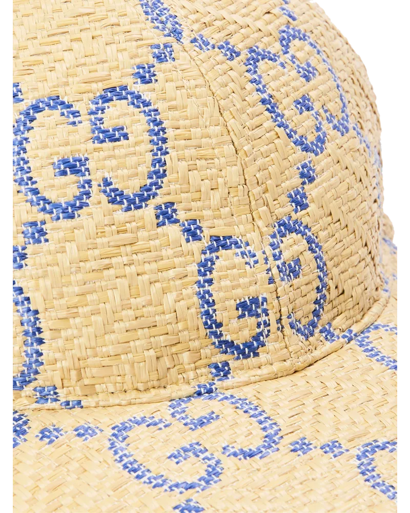 Gucci 7017133HAJF9577 GG Monogram Raffia Baseball Cap — Beige Beige