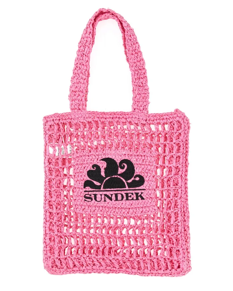 Sundek Women's Logo Detail Handbag Pink Paper Shoulder Bags Pink