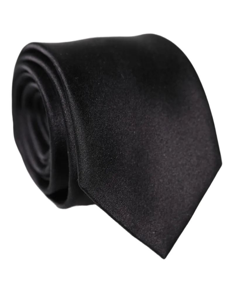 Dolce & Gabbana Women's Black Solid Silk Satin Wide Adjustable Men Necktie Tie Black