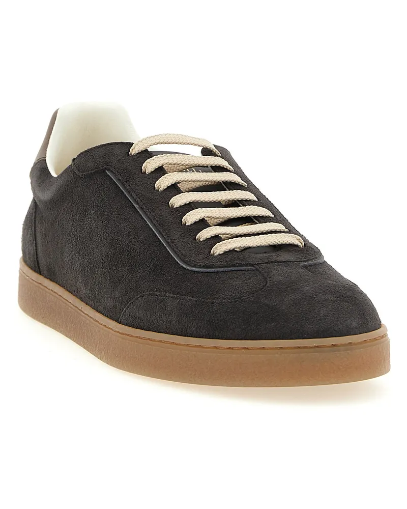 Brunello Cucinelli Men's Gray Calfskin Low Top Sneakers Gray