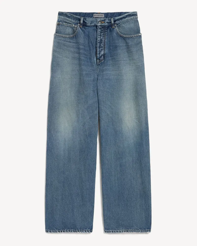 Balenciaga Men Baggy Fit Jeans Blue Blue