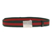Men's Web Ribbon Belt With Rectangular Buckle Vrv-Verde Cotton E Braces Vrv/verde