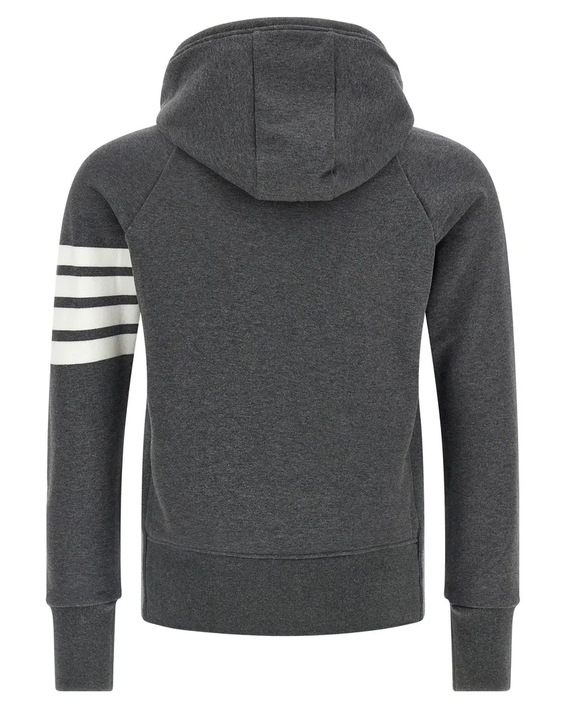 Thom Browne 4-Bar Stripe Cotton Hoodie — Charcoal Charcoal
