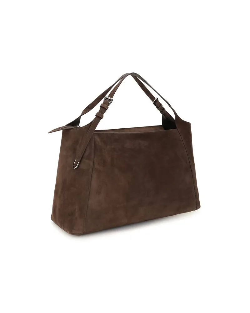 Brunello Cucinelli Suede Shoulder Bag — Brown Brown