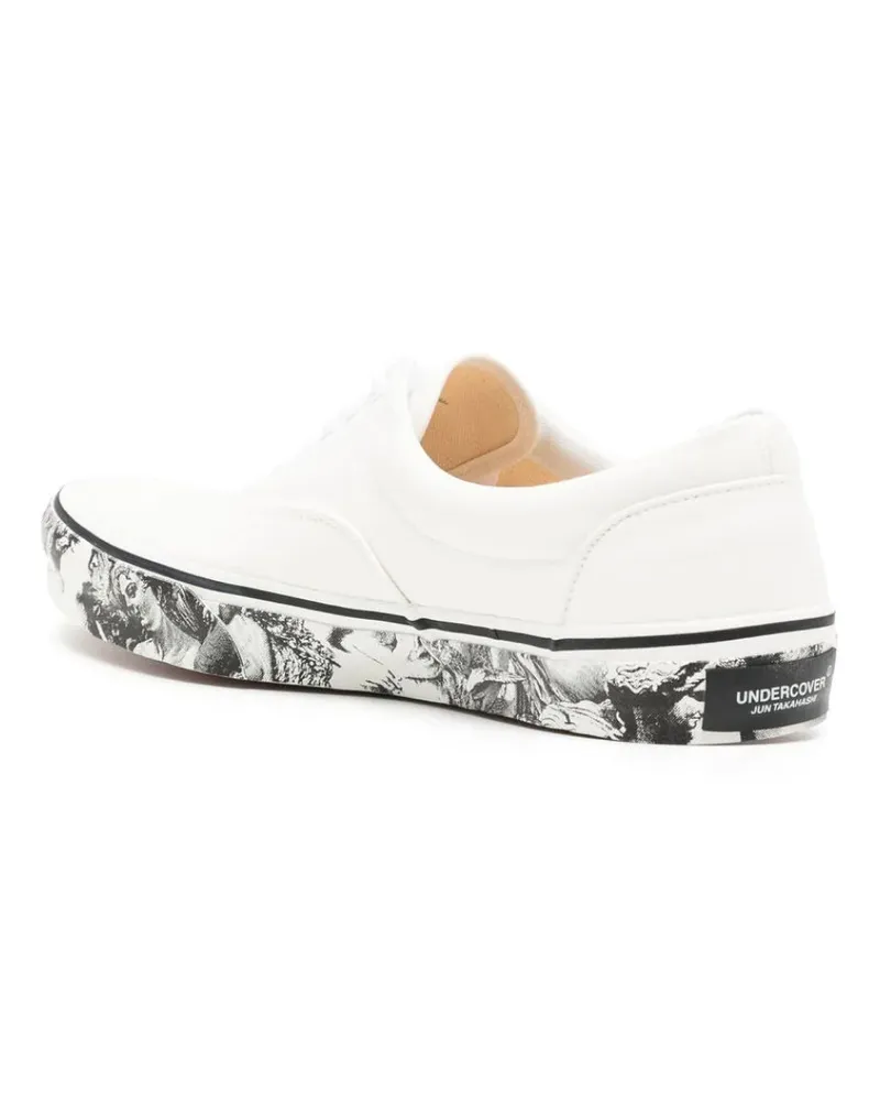 Undercover Men's Printed Soles Canvas Sneakers White Shoes White