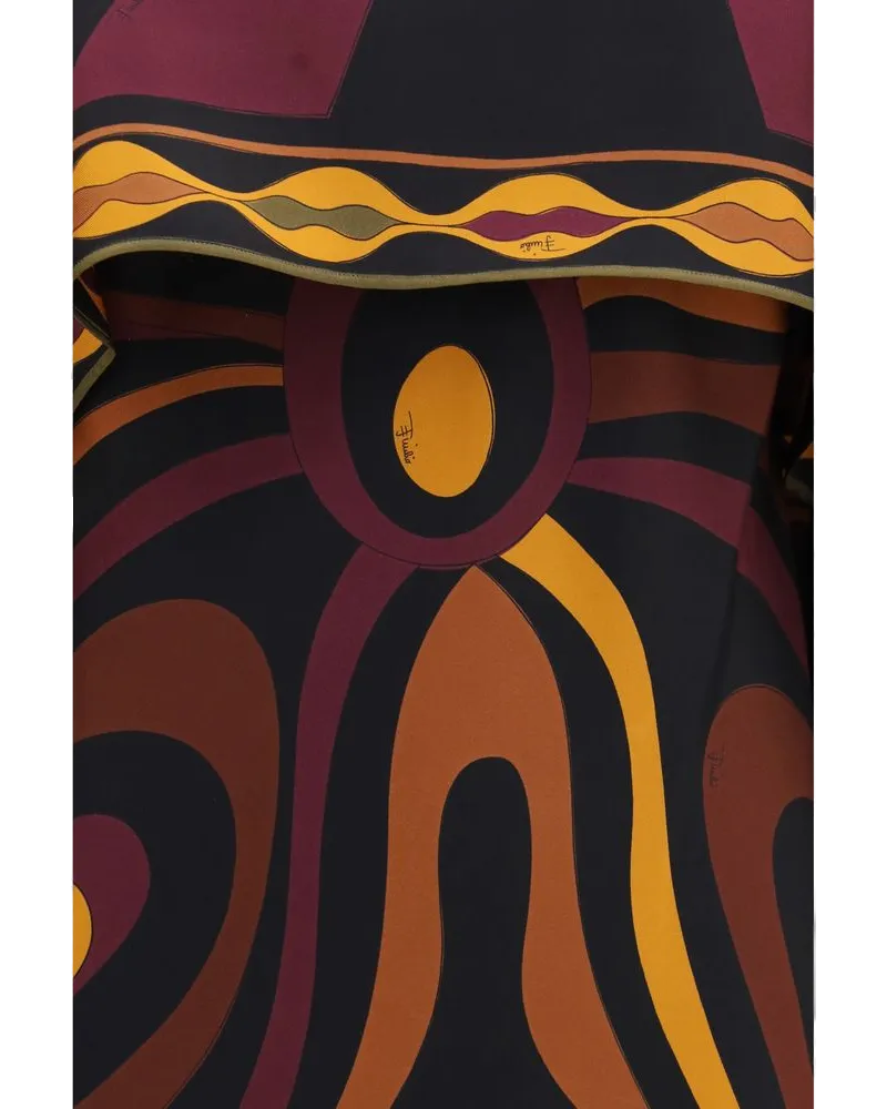 Emilio Pucci Silk Printed Cape Dress — Multicolor Multicolor